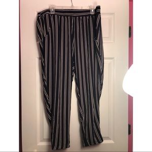 Torrid: Navy, White, and Gold Striped Dressy Pants